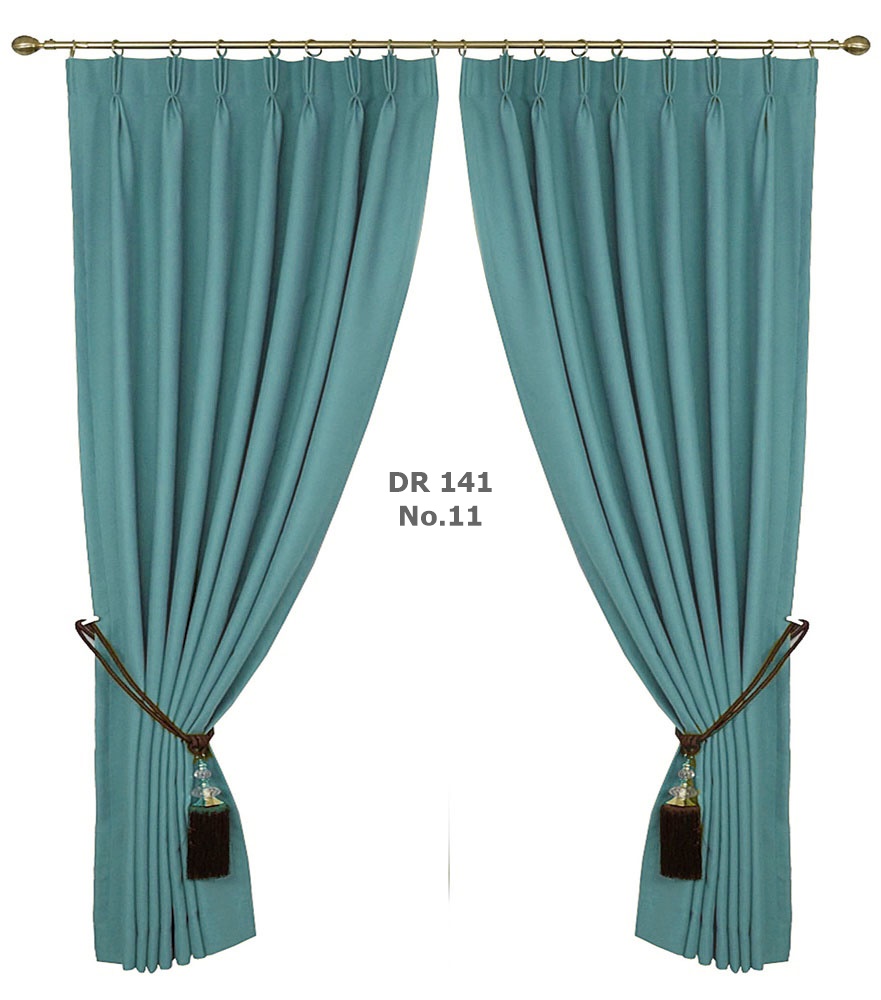 Blue pleated door curtains