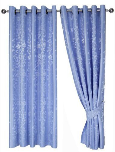 Blue window blinds, jacquard fabric