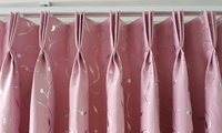 Pink pleated curtains