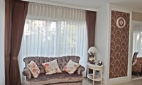 brown pleated curtains