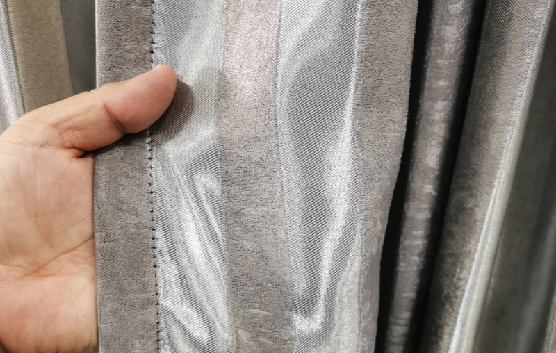 Pleated curtains, stripes, gray1