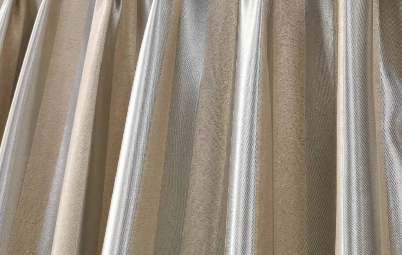 Pleated curtains, stripes, cream, gray2