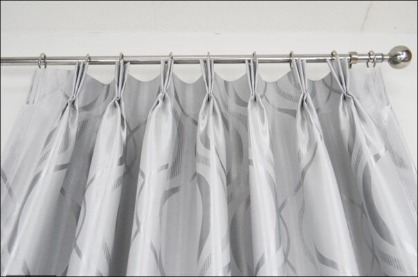 gray pleated curtains